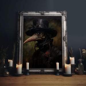 Vintage Plague Doctor Print, Vintage Canvas, Art Canvas Print, Dark Academia, Gothic Plague Doctor, Gothic Victorian Art, Framed Canvas