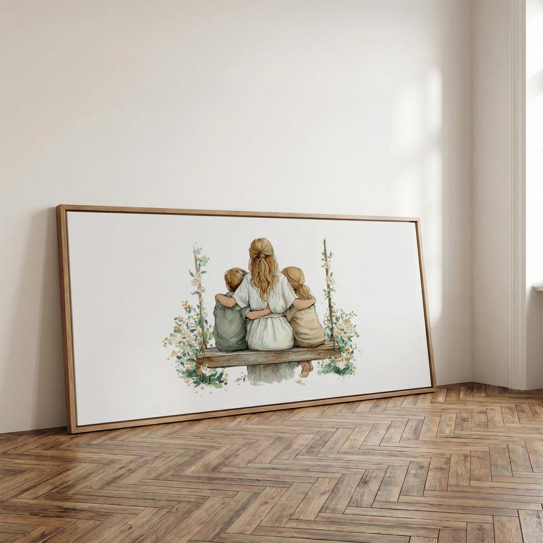 Minimalist Botanical Mother Daughter Wall Art, Framed Canvas Print ...