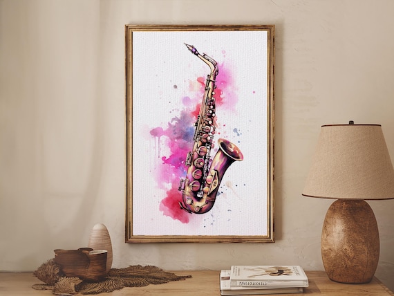 Saxophone Graffiti Wall Art, Saxophone Gifts, Cool Musical Wall