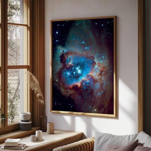 The Stars Glow At Night, framed canvas print, watercolor space painting image 16