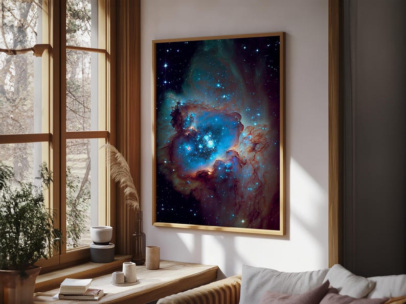 The Stars Glow At Night, framed canvas print, watercolor space painting image 16