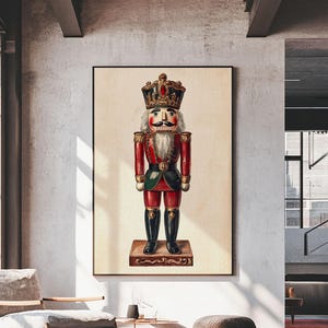 Sketch of a Nutcracker Canvas Print - Framed Canvas - Minimalist Christmas Art - Boho Christmas Art - Rustic Christmas Art