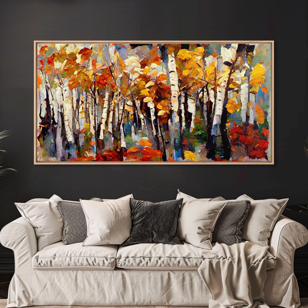 Large Birch Trees Canvas Print Boho Wall Decor Autumn Birch Forest ...