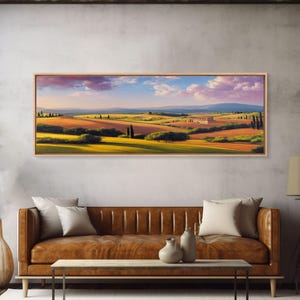 Beautiful Italian Villa and Countryside, Extra Large Wall Art, Framed Panoramic Canvas Print, Framed Wall Decor