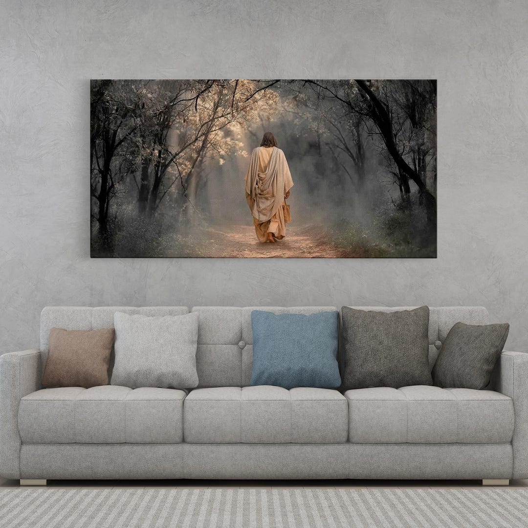 Walk in the Light, Framed Canvas Print, Jesus Painting, Christian Wall ...