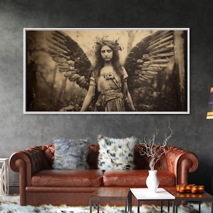 Tintype Photo Of An Angel, Angel Art, Angel Painting, Framed Canvas Print, Guardian Angel, Angel Art Print, Angel Wings, Religious Art
