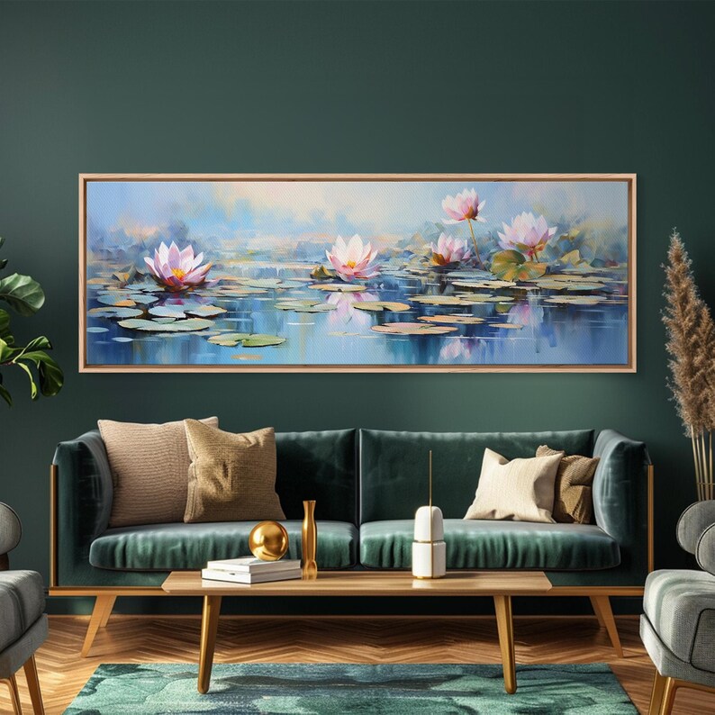 Water Lily Framed Canvas Print, Water Lily, Lily Pad Print, Lily Print, Wall Art, Wall Decor, Spa art, Tranquil Art, Water Lily Art image 14