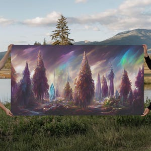 Psychedelic wall art canvas print, trippy wall art, Panoramic nature landscape wall art, fantasy art