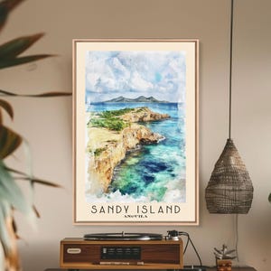 Sandy Island, Anguila Watercolor Print, Vacation Gift, Anguila Wall Art, Vacation Wall Art, Vacatation, Beach Decor, Beach Or Lakehouse Art