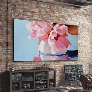 Pink Blossoms, Floral, Still Life, Framed Canvas Print, Pastel Home Decor, Cottagecore Aesthetic, Bedroom Wall Art, Feminine Design