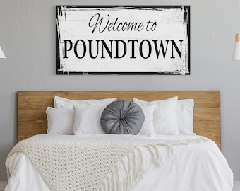 Welcome To Poundtown Canvas Print, Funny Bedroom Sign, Above The Bed Sign, Crude Humor, Poundtown, Inappropriate Sign, Funny Wedding Gift