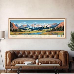Rocky Mountain National Park Panoramic Art: Mid-Century Modern Travel Print