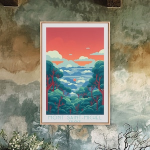 Monteverde Cloud Forest Reserve Retro Travel Poster - original Framed Canvas Print - Costa Rica Travel Decor | Vintage Style Home Decor