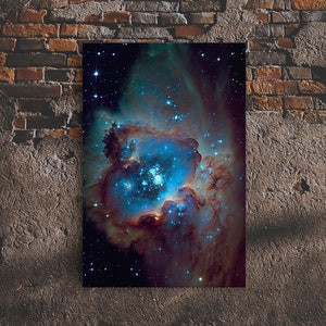 The Stars Glow At Night, framed canvas print, watercolor space painting