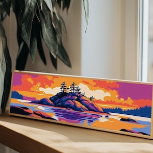 Sunset Island, Vibrant Landscape, Nature Art, Canvas Print, Colorful Wall Decor, Living Room Art, Nature Artwork, Sunset Painting