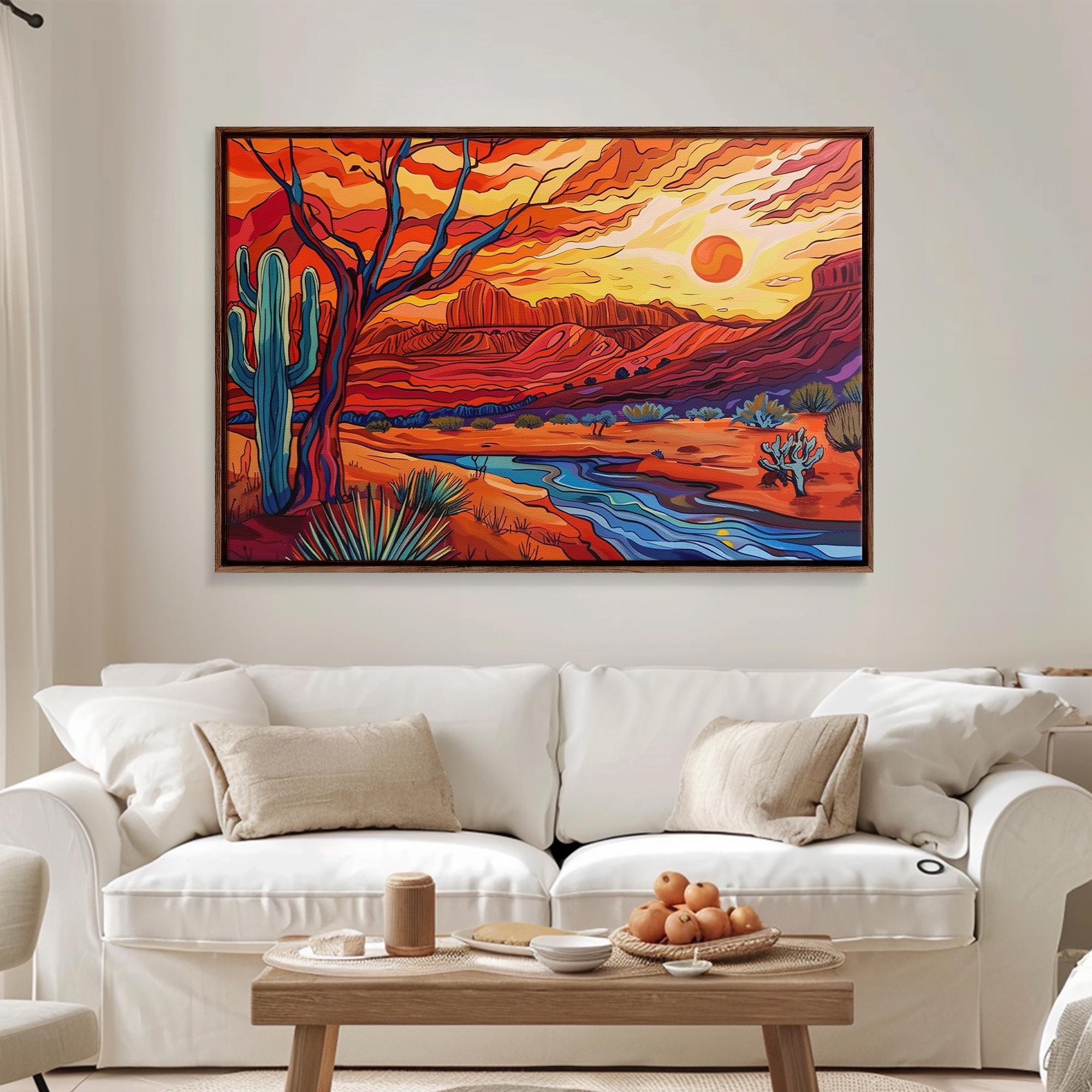 Midcentury Modern Pop Art Desert Landscape Painting Canvas Print