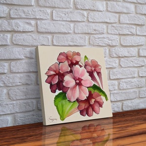 Bergenia Flower, Watercolor Flower Art, Floral Art, Gifts for Her, framed canvas print, wall art image 4