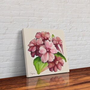 Bergenia Flower, Watercolor Flower Art, Floral Art, Gifts for Her, framed canvas print, wall art image 6