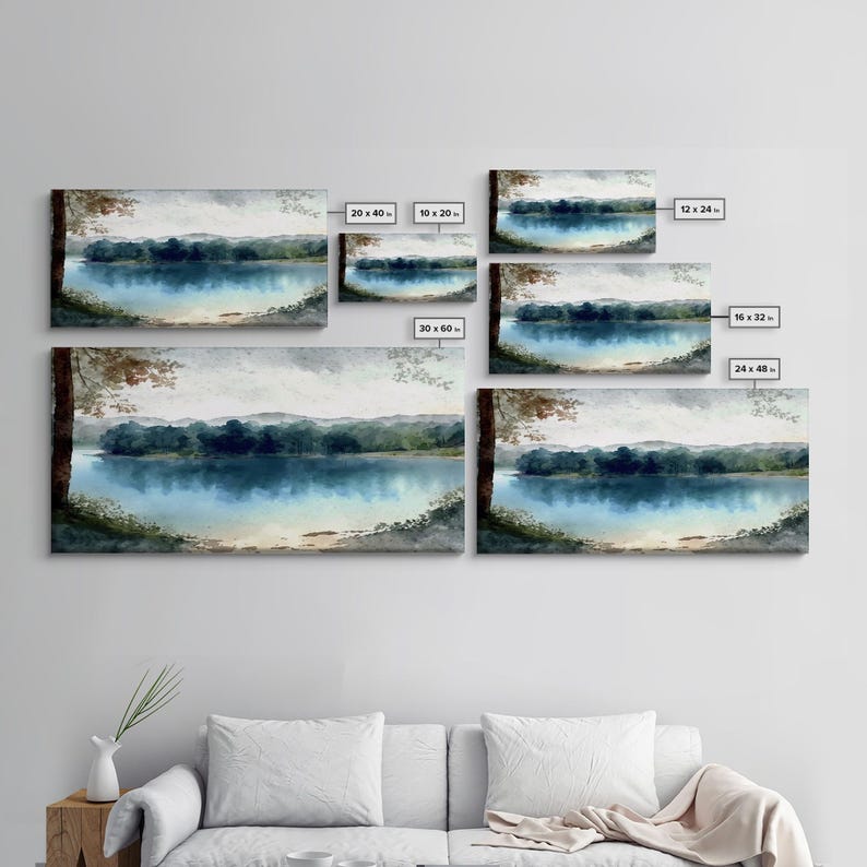 Blue Lake Art | Framed Canvas Print | Blue Lake Painting | Lake House Decor | Guest Room Landscape Painting | Wallowa Lake Painting image 8