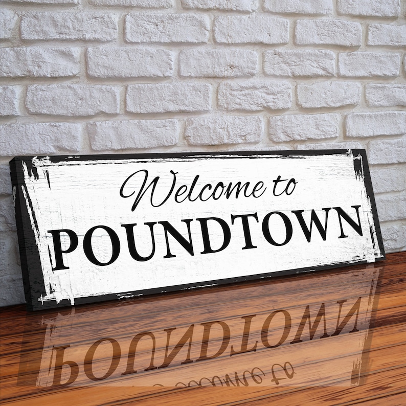 to Poundtown Canvas Sign Funny Bedroom Sign Above Etsy