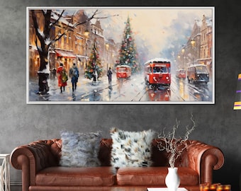 Vintage Christmas Winter Wonderland Canvas Print - Framed Wall Art - Christmas Print Wall Decor - Christmas Decoration - Farmhouse Christmas