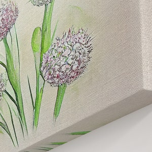 allium roseum, Watercolor Flower Art, Floral Art, Gifts for Her, framed canvas print, wall art image 7