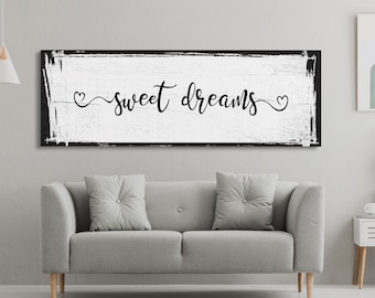 sweet dreams sign, bedroom wall decor, canvas print,  master bedroom decor, canvas framed sign, bedroom wall art, master bedroom sign