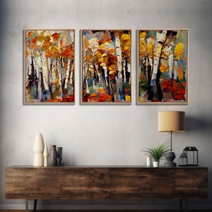 Birch Forest Watercolor, Birch Trees, 3 Piece Wall Art, Ready to Hang ...