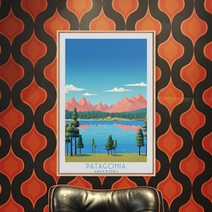 Patagonia Chile Travel Poster Print, Framed Canvas Print, Chile original Travel Art, Framed Art, Wall Hanging, Home Decor