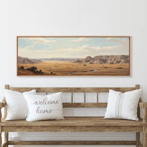 Panoramic Watercolor of Badlands National Park, North Dakota Wall Art, Landscape Painting Travel Art image 20