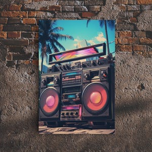 Vintage Boombox Canvas Print, 80s Vaporwave Aesthetic Wall Art, Boombox Print, cd boombox art, Music Studio Art, Studio Decor image 18