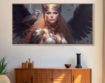 Lady Freya, Nordic / Norse Mythology Art, Framed Canvas Print, Norse Goddess of Love and Fertility