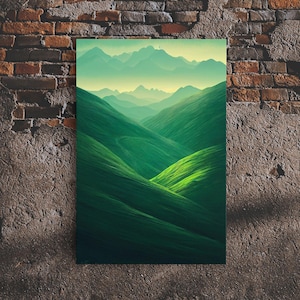 Emerald Green Landscape, Rolling Hills of Ireland, Framed Canvas Print, Ready To Hang Framed Wall Art, Living Room Wall Hanging