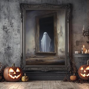 The Ghost In The Mirror, Framed Canvas or Canvas Print, Gothic Victorian Halloween Painting, Cool Halloween Decor, Dark Academia image 18