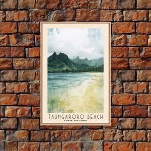 Taungaroro Beach, Cook Islands Watercolor Print, Vacation Gift, Cook Islands Wall Art, Beach Painting, Beach Decor, Beach Or Lakehouse Art