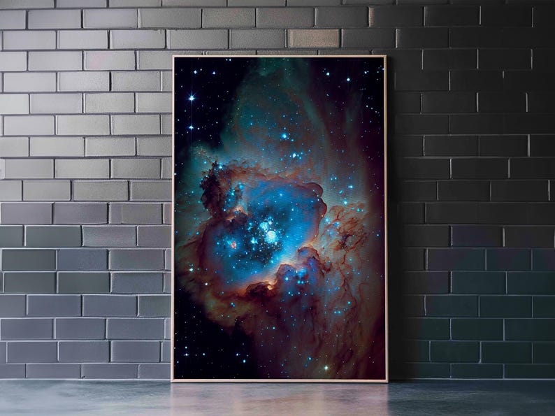 The Stars Glow At Night, framed canvas print, watercolor space painting image 6