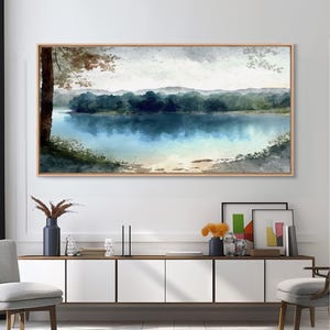 Blue Lake Art | Framed Canvas Print | Blue Lake Painting | Lake House Decor | Guest Room Landscape Painting | Wallowa Lake Painting image 20
