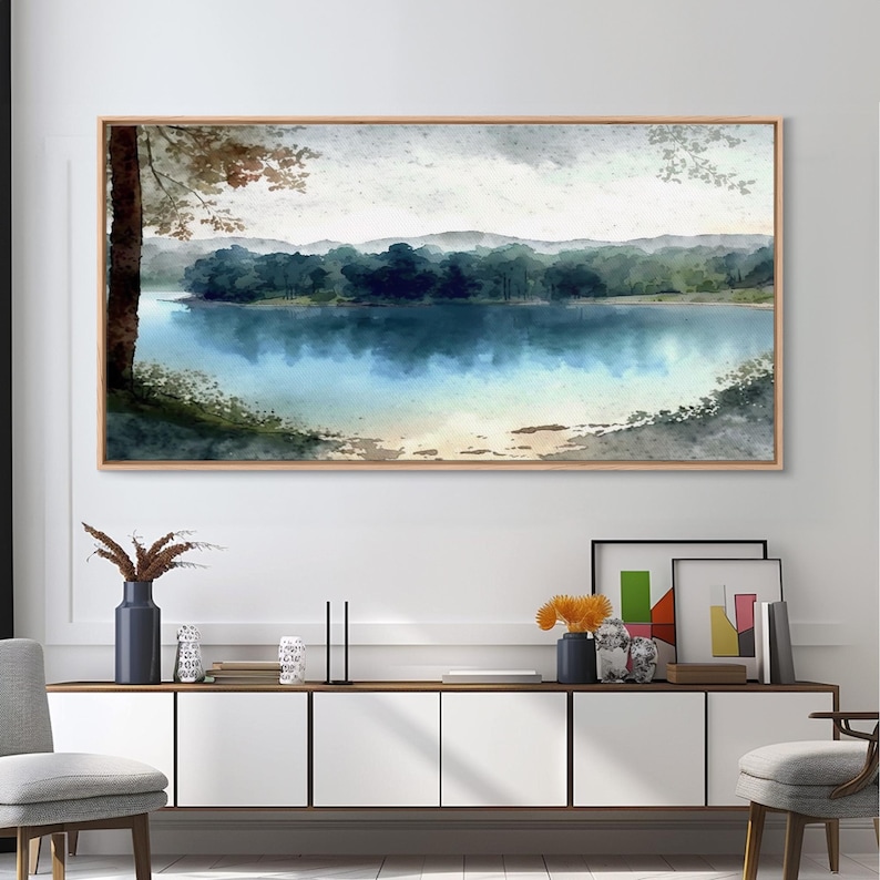 Blue Lake Art | Framed Canvas Print | Blue Lake Painting | Lake House Decor | Guest Room Landscape Painting | Wallowa Lake Painting image 20