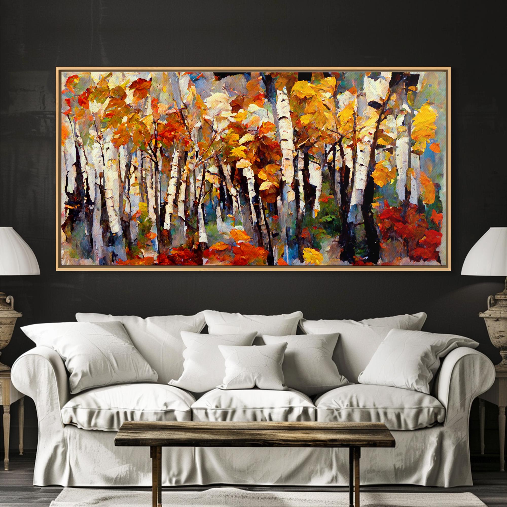 Large Birch Trees Canvas Print Boho Wall Decor Autumn Birch Forest ...