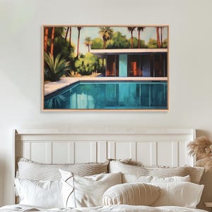 The Pool House, Mid Century Modern Decor, Framed Wall Art, Architectural Print, Retro Art, Swimming Pool Art, Framed Painting image 19