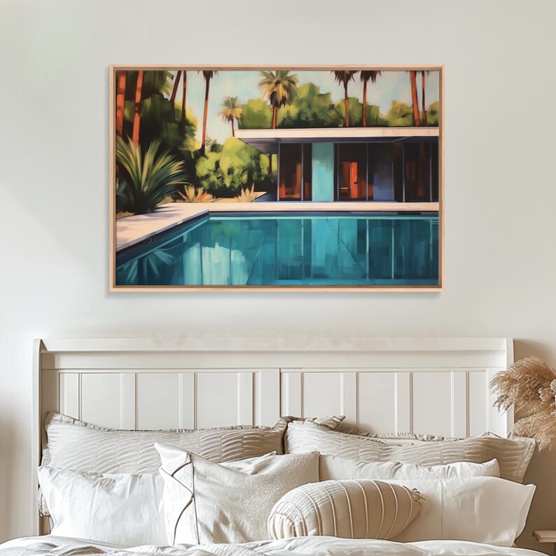 The Pool House, Mid Century Modern Decor, Framed Wall Art, Architectural Print, Retro Art, Swimming Pool Art, Framed Painting image 19