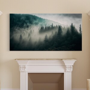 Foggy Forest wall art, relaxing art, zen art, framed canvas print, foggy landscape, trendy decor image 19