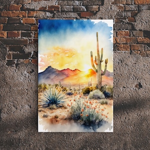Arizona Desert Cactus Canvas Wall Art - Farmhouse Nature Decor - Southwestern Wilderness Print