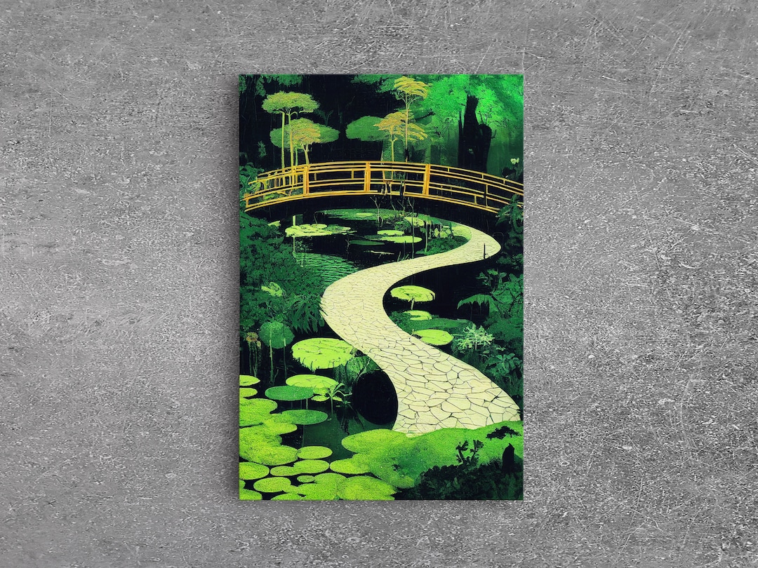 emerald-green-japanese-zen-garden-art-framed-canvas-print-abstract