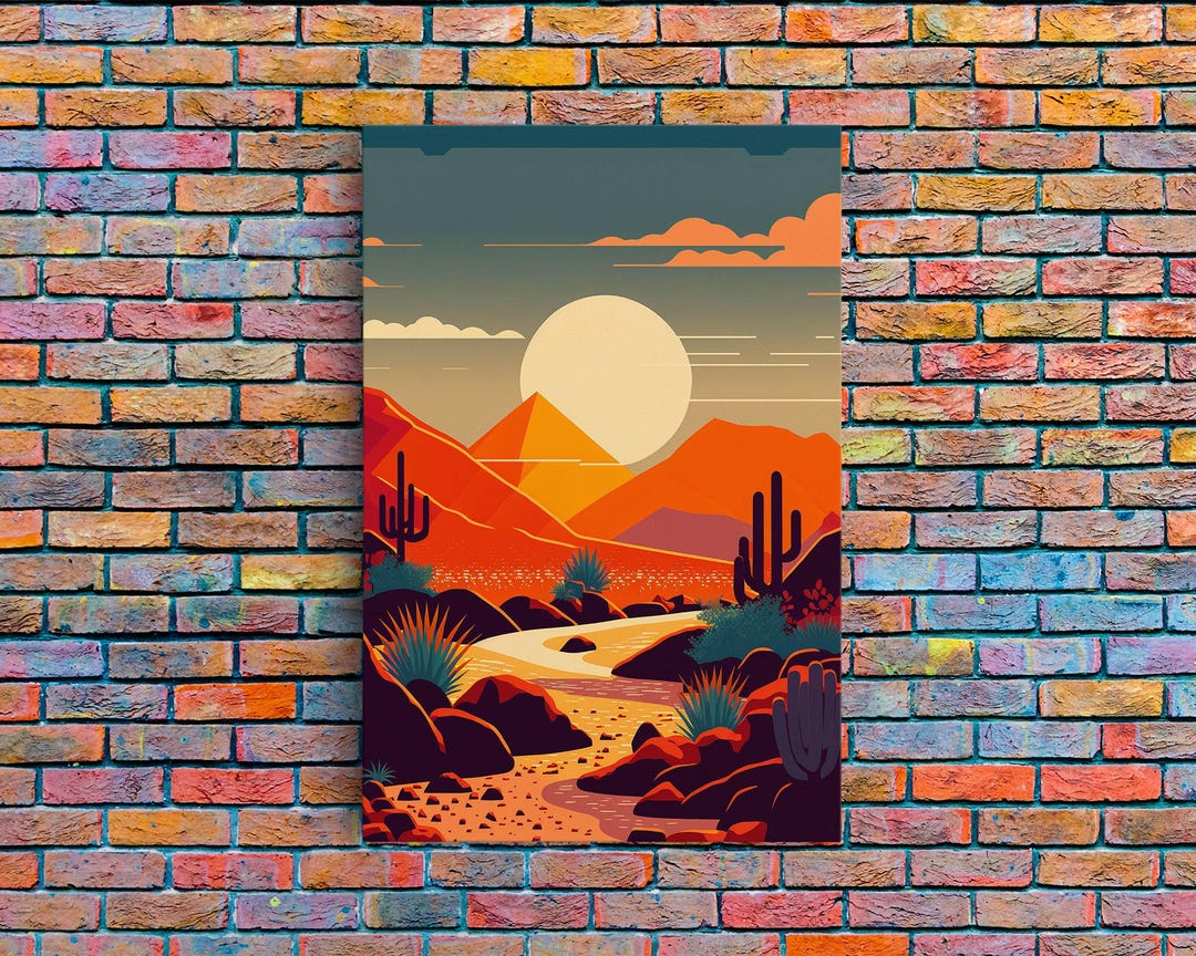Retro Desert Canvas Print: Pop Art Southwestern Wall Decor - Etsy