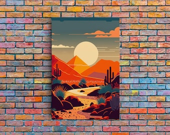 Retro Desert Canvas Print: Pop Art Southwestern Wall Decor - Etsy