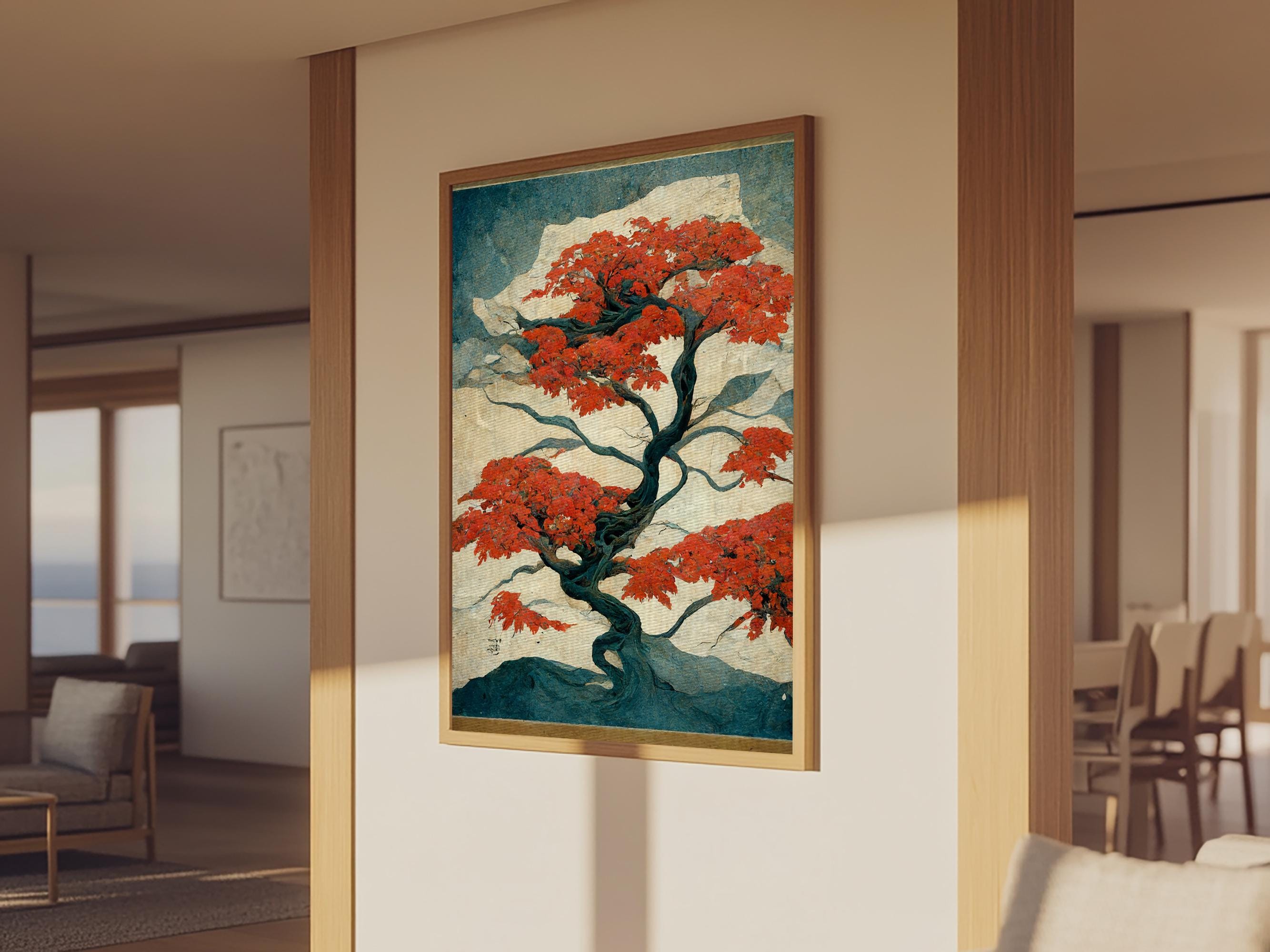 Japanese Maple Tree, Japanese Style Art, Canvas Print, Abstract