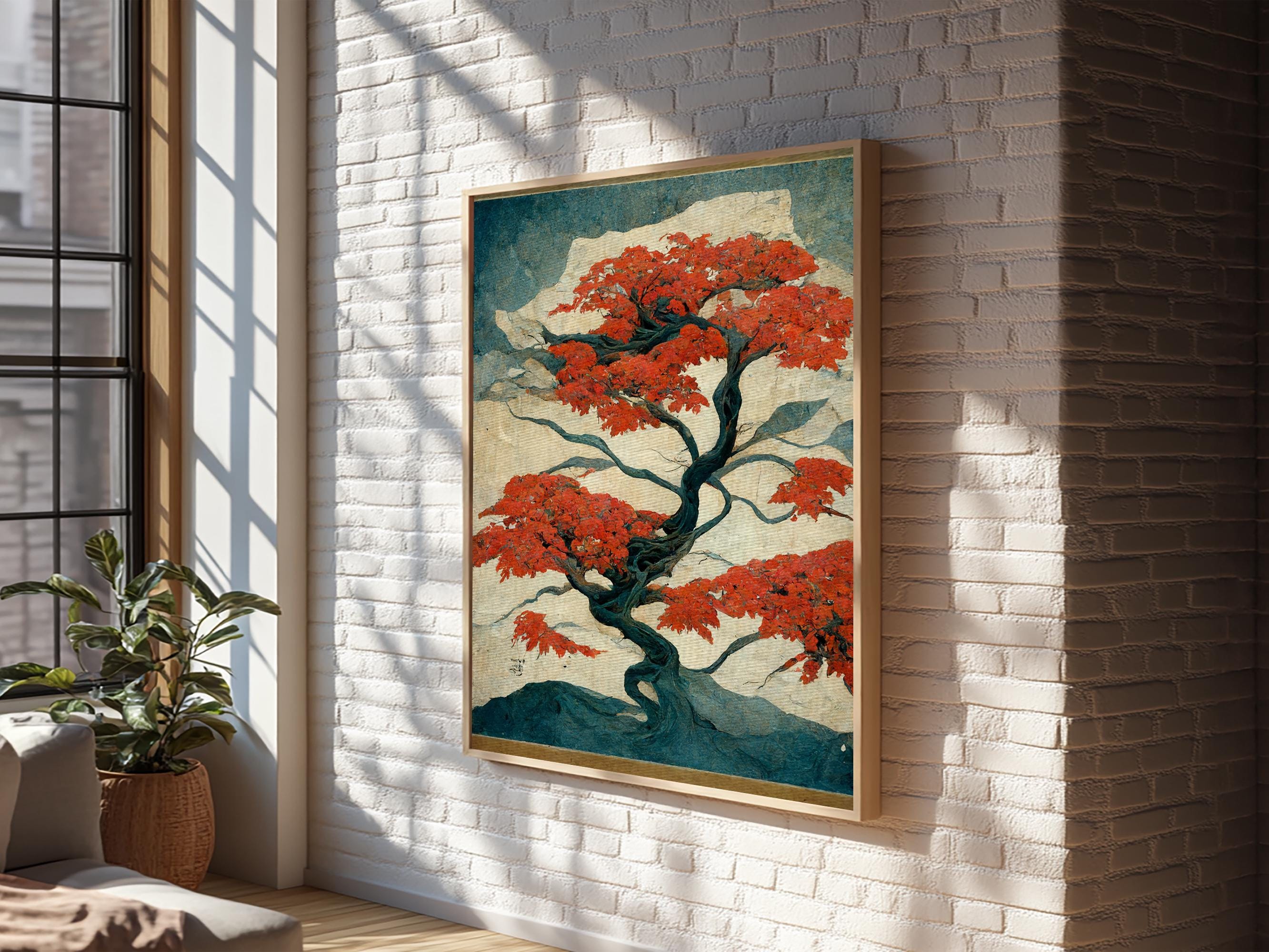 Japanese Maple Tree, Japanese Style Art, Canvas Print, Abstract