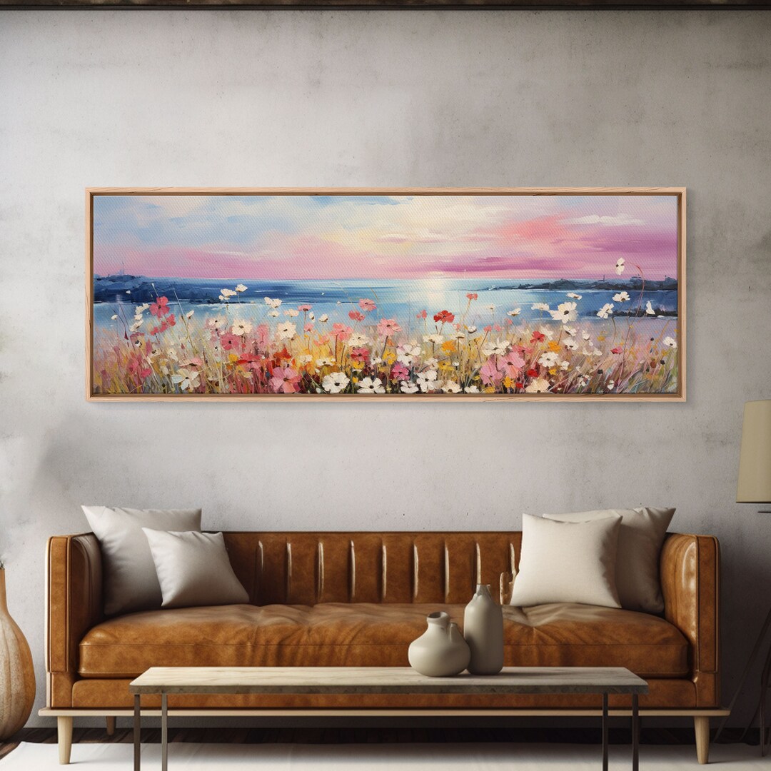 Colorful Vintage Wildflower Field Wall Art, Framed Canvas Print, Field ...