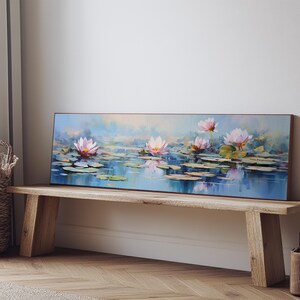Water Lily Framed Canvas Print, Water Lily, Lily Pad Print, Lily Print, Wall Art, Wall Decor, Spa art, Tranquil Art, Water Lily Art image 7